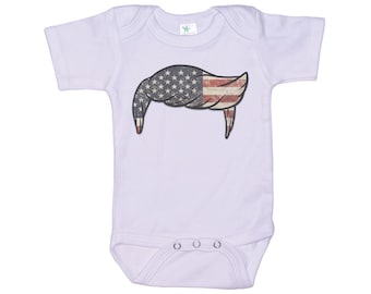 Patriotic Onesie®, American Trump Hair, 'Merica Onesie, 4th Of July Onesie®, American Flag Bodysuit, Trump Onesie®, Super Soft, Sublimated