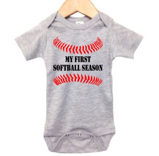 Softball Onesie My First Softball Softball Bodysuit Baby Etsy
