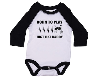 Drummer Onesie®, Born To Play Drums Just Like Daddy, Drumming Baby Outfit, Drum Onesie®, Music Baby Outfit, Baby Announcement