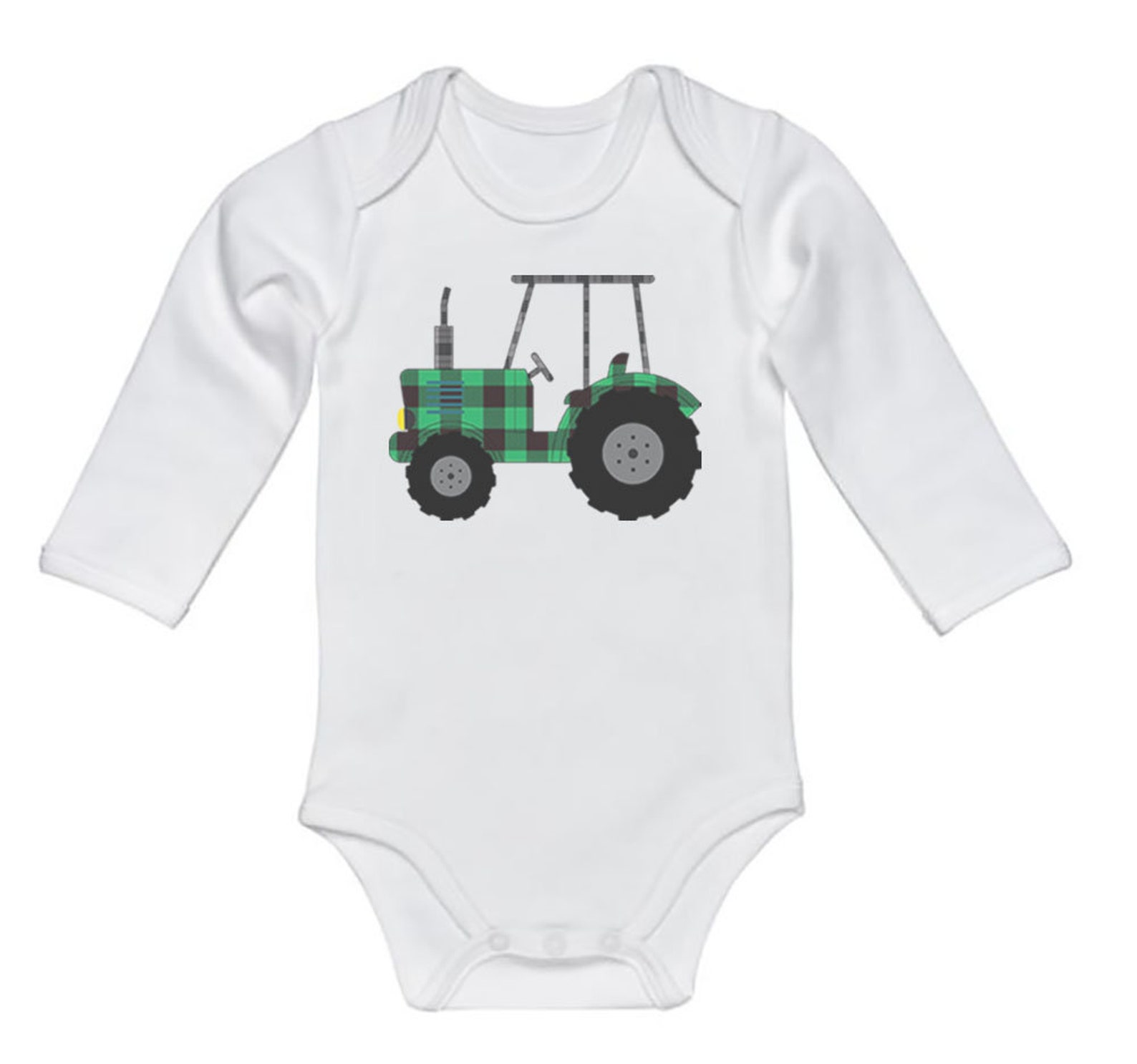 Tractor Onesie Plaid Tractor Farmer Onesie Baby Tractor Etsy