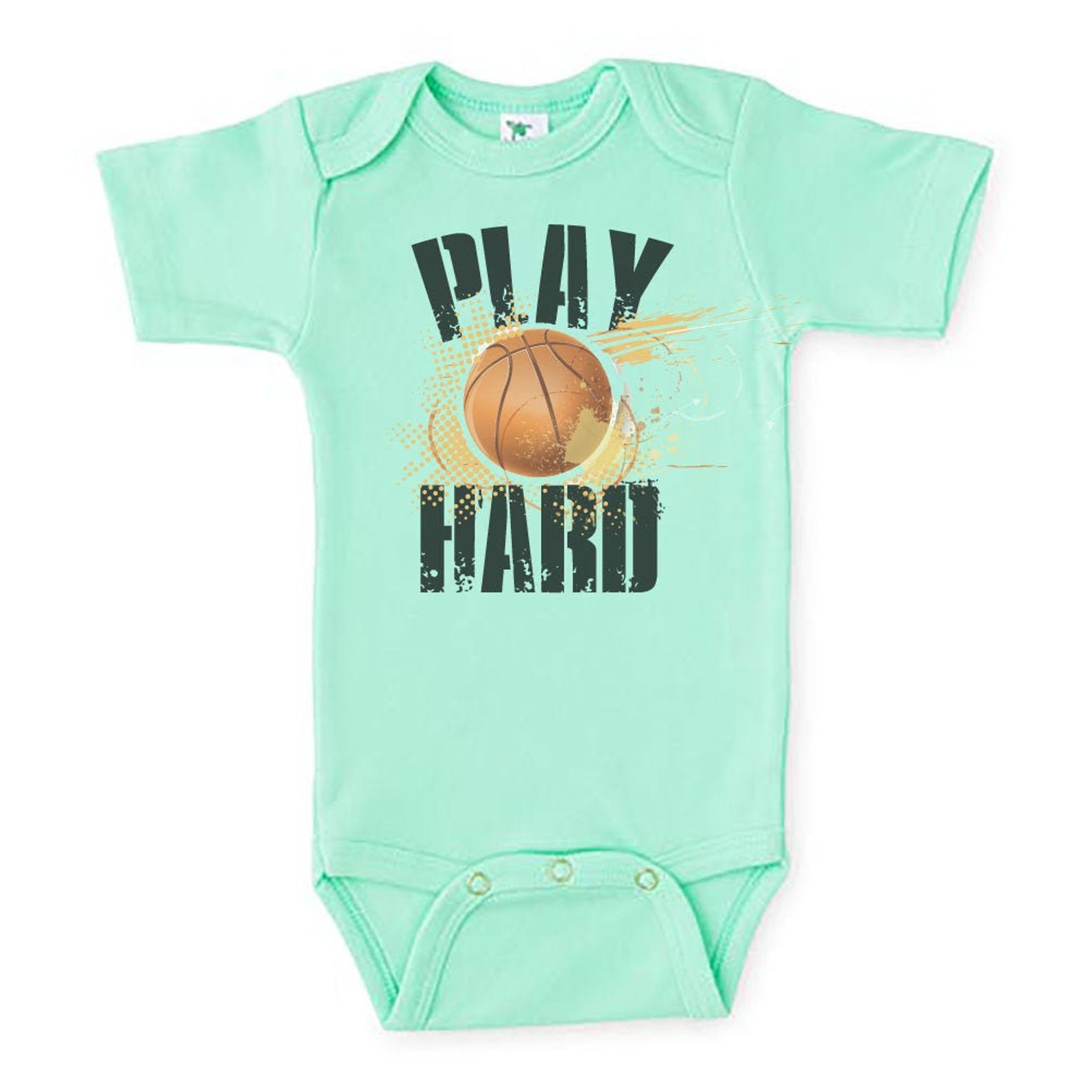 Basketball Onesie Play Hard Baby Basketball Outfit Bball Etsy