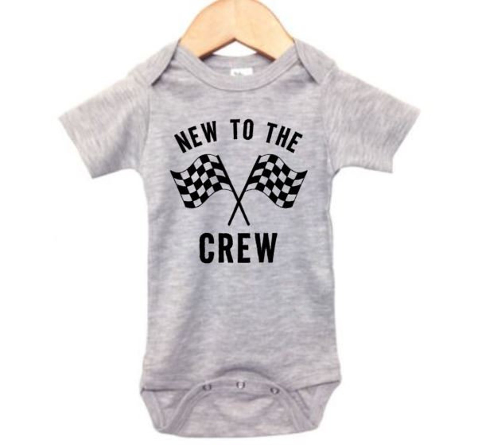 thumbnail image 2 of Baby Motocross Onesie - "New To The Crew" Racing Outfit With Raglan Sleeves, Gerber Bodysuit 2 of 14