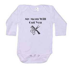 Hair Stylist Baby Onesie®, My Mom Will Cut You, Beauty Salon Baby Outfit, Hairdresser Onesie®, Hairstylist Baby Outfit, Newborn Beautician image 10