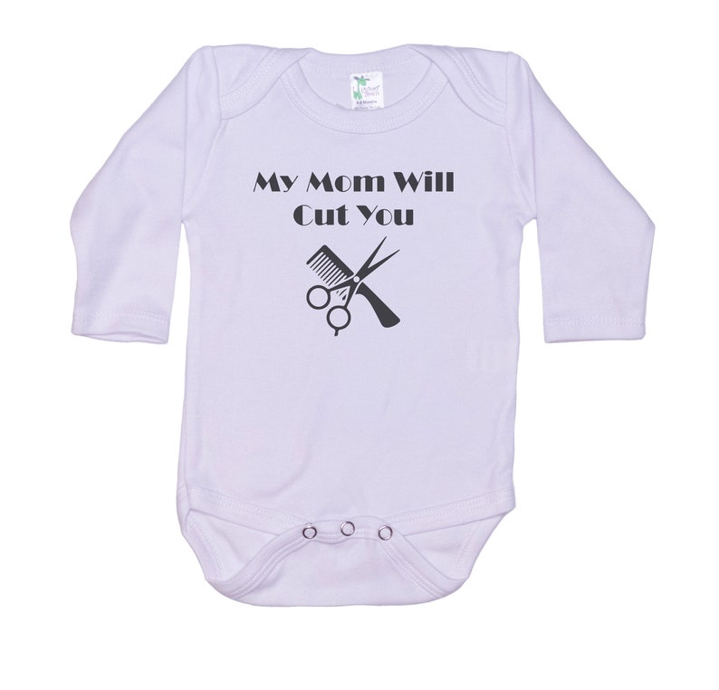 Hair Stylist Baby Onesie®, My Mom Will Cut You, Beauty Salon Baby Outfit, Hairdresser Onesie®, Hairstylist Baby Outfit, Newborn Beautician image 10