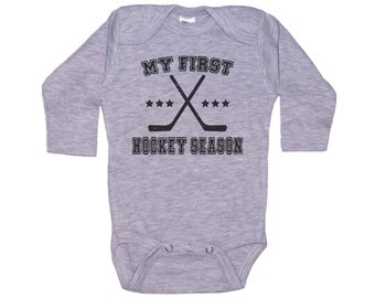 Hockey Onesie®, My First Hockey Season, Baby Shower Gift, Baby Announcement, 1st Hockey Season, Hockey Bodysuit, Baby Hockey Outfit, Raglan