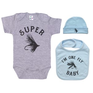 Fly Fishing Onesie®, Fly Fishing Baby Outfit, Baby Shower, Gift For Baby, Super Fly, Fishing Gift Set, Baby Fly Fishing, Infant Fishing
