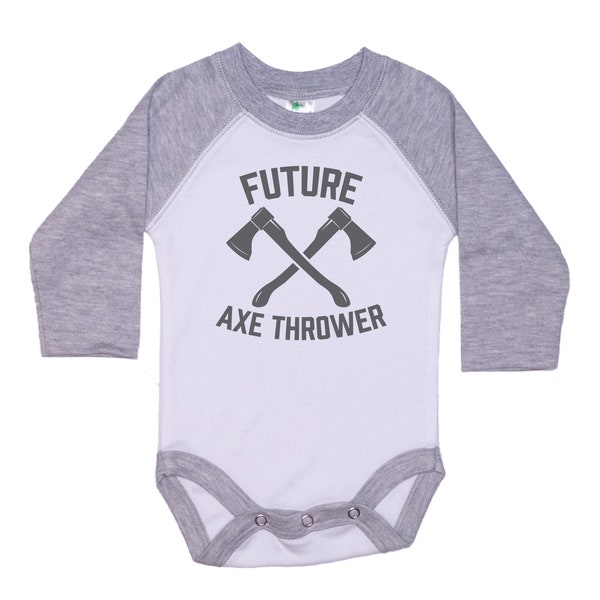 Axe Throwing Onesie®, Future Axe Thrower, Axe Onesie®, Baby Announcement, Baby Axe Throwing Outfit, Super Soft, Sublimated, Axe Romper