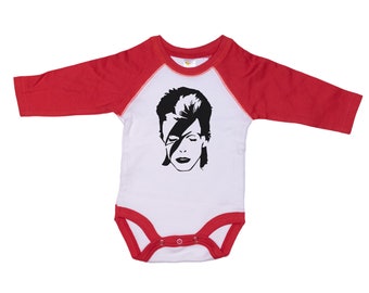 Ziggy Stardust, Bowie, David Bowie Onesie®, Raglan Onesie®, Ziggy Stardust Bodysuit, David Bowie Romper, 90's Punk Rock, Punk Rock Onesie®
