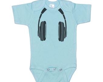Baby DJ Outfit, Headphones, Infant DJ Onesie®, Baby DJ Bodysuit, Funny Baby Clothes, Music Romper, Baby Music Outift, Baby Shower, Newborn