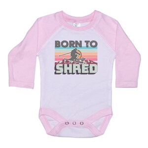 Baby Skiing Onesie - 'Born To Shred' Winter Sports Bodysuit For Infants, Unisex Ski Outfit