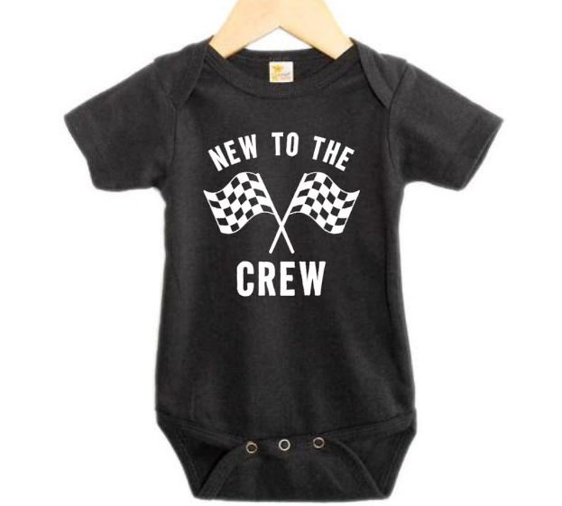 thumbnail image 2 of Baby Motocross Onesie - "New To The Crew" Racing Outfit With Raglan Sleeves, Gerber Bodysuit 2 of 14
