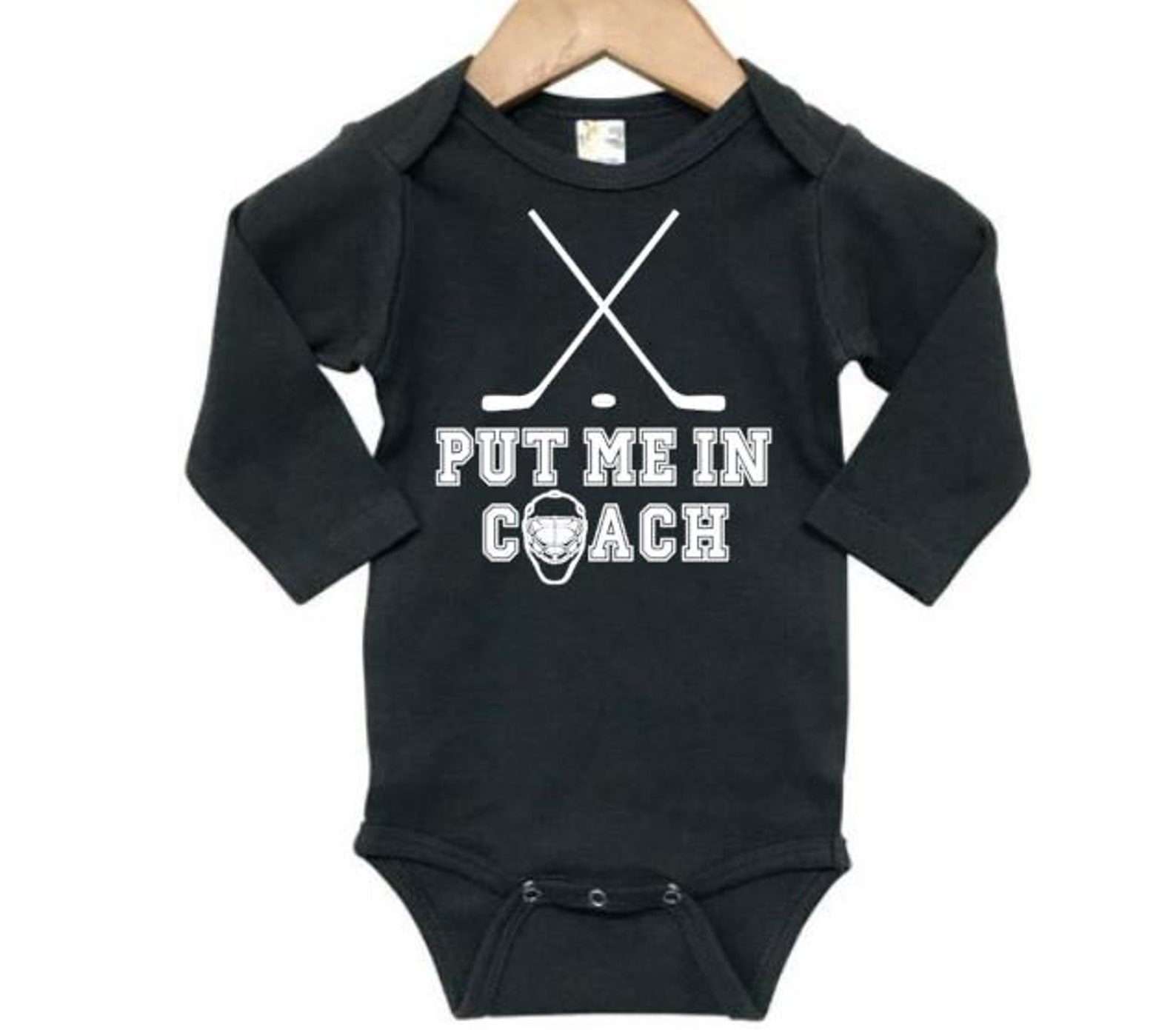 Baby Hockey Onesie Put Me In Coach Hockey Onesie Hockey Etsy