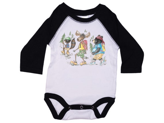 Hiking Onesie®, The Hikers, Baby Hiking Outfit, SOLAR PRINT, Infant Hiking Bodysuit, Baby Gift, Gift For Baby, Raglan Bodysuit, Hiker