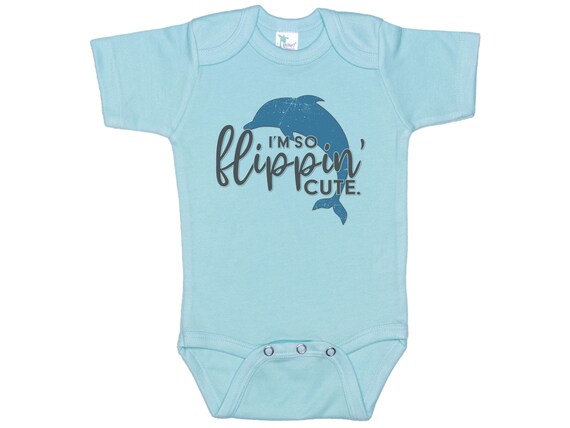 Dolphin Onesie®, Porpoise Onesie®, I'm So Flippin' Cute, Baby Dolphin Outfit, Dolphin Bodysuit, Sublimated Design, Porpoise Bodysuit