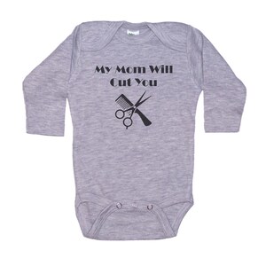 Hair Stylist Baby Onesie®, My Mom Will Cut You, Beauty Salon Baby Outfit, Hairdresser Onesie®, Hairstylist Baby Outfit, Newborn Beautician image 8