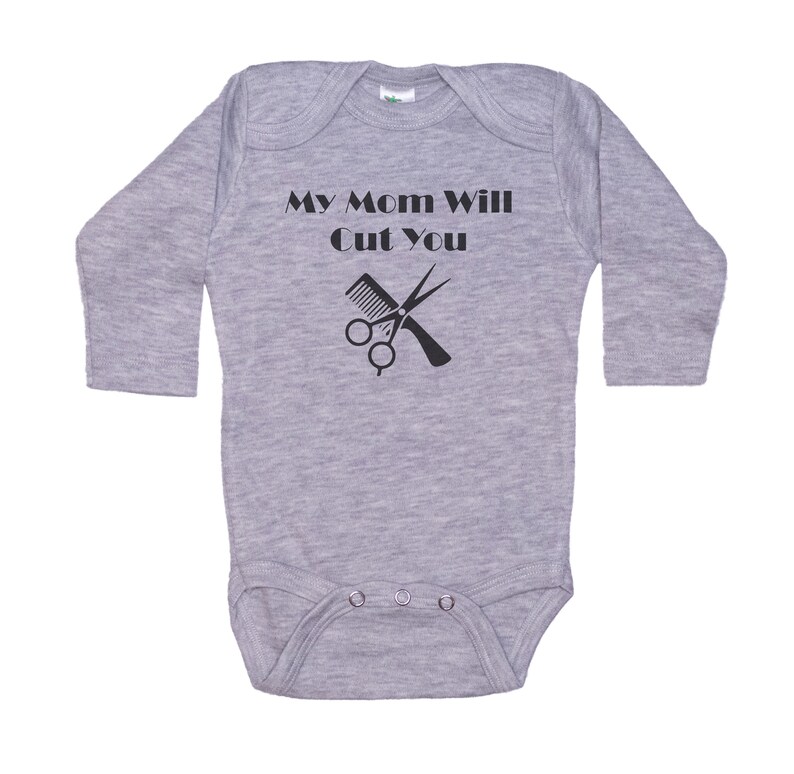 Hair Stylist Baby Onesie®, My Mom Will Cut You, Beauty Salon Baby Outfit, Hairdresser Onesie®, Hairstylist Baby Outfit, Newborn Beautician image 8