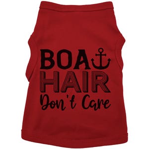 El pelo de barco no importa, camiseta divertida para perro, camiseta para perro del lago, camiseta para cachorro, lindo atuendo para perro, perro de barco, regalo para cachorro, ropa de moda para perro, pelo de barco RED (BLACK TEXT)