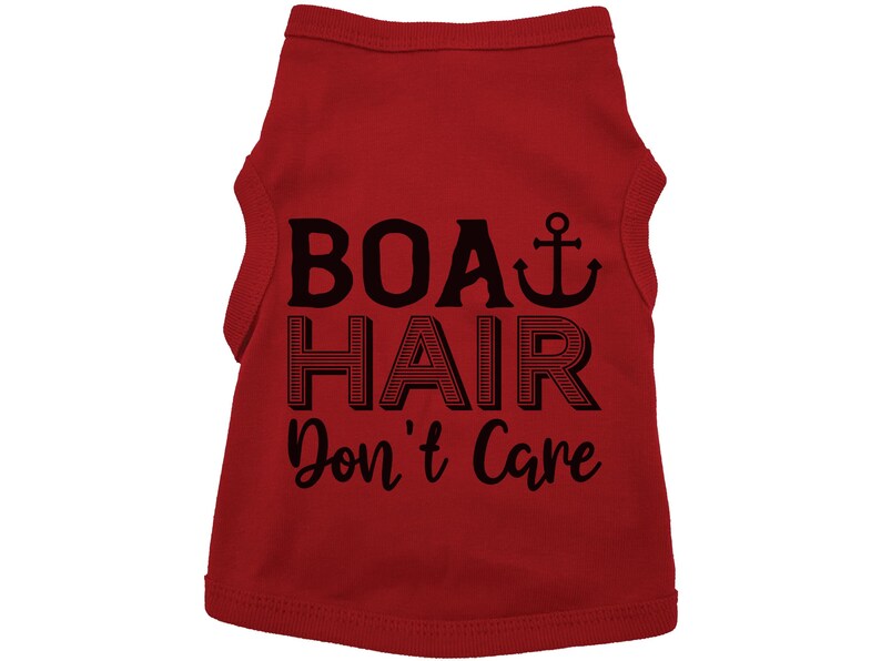 El pelo de barco no importa, camiseta divertida para perro, camiseta para perro del lago, camiseta para cachorro, lindo atuendo para perro, perro de barco, regalo para cachorro, ropa de moda para perro, pelo de barco RED (BLACK TEXT)