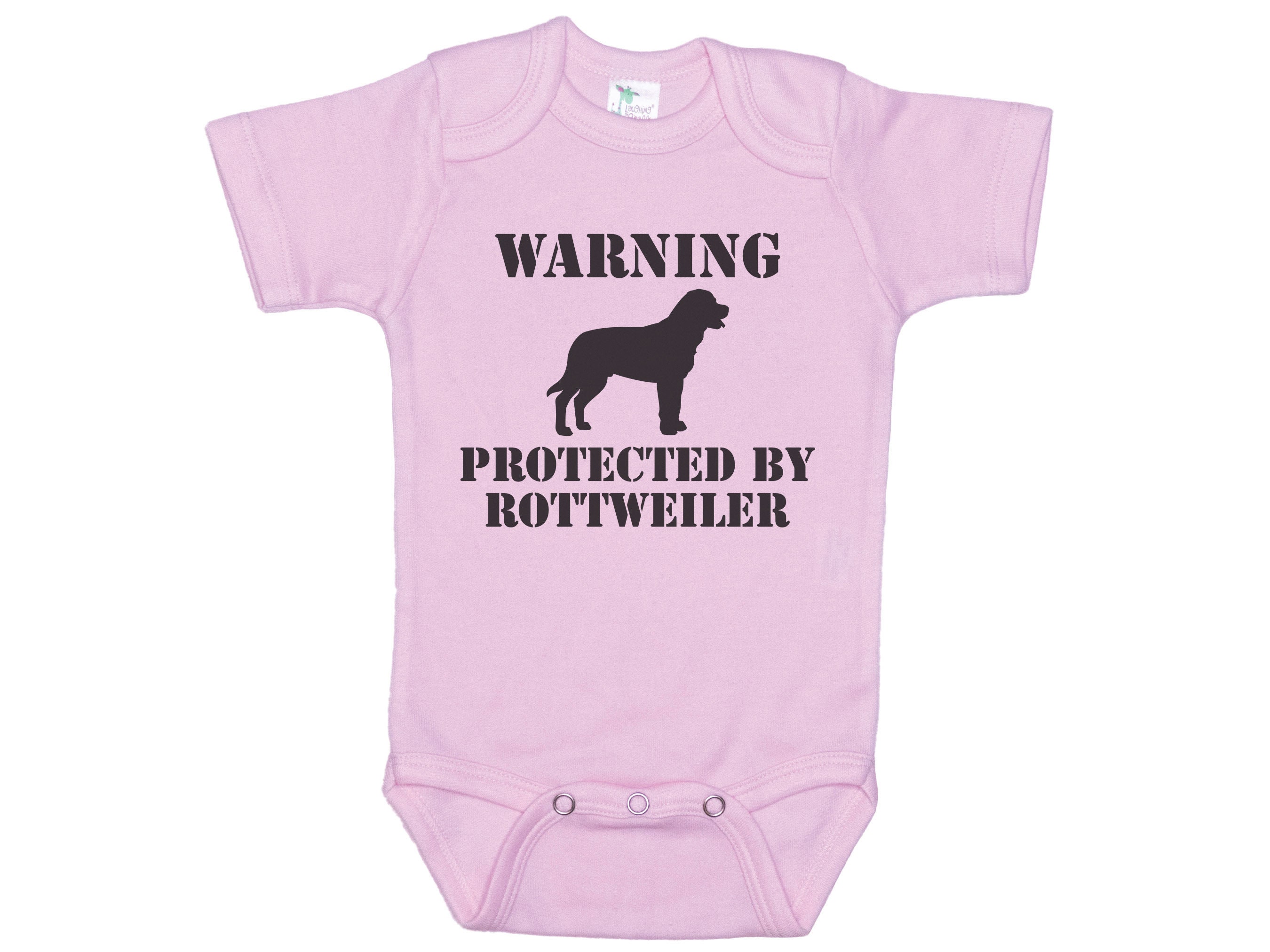 Rottweiler Baby Onesie Warning Protected by Rottweiler