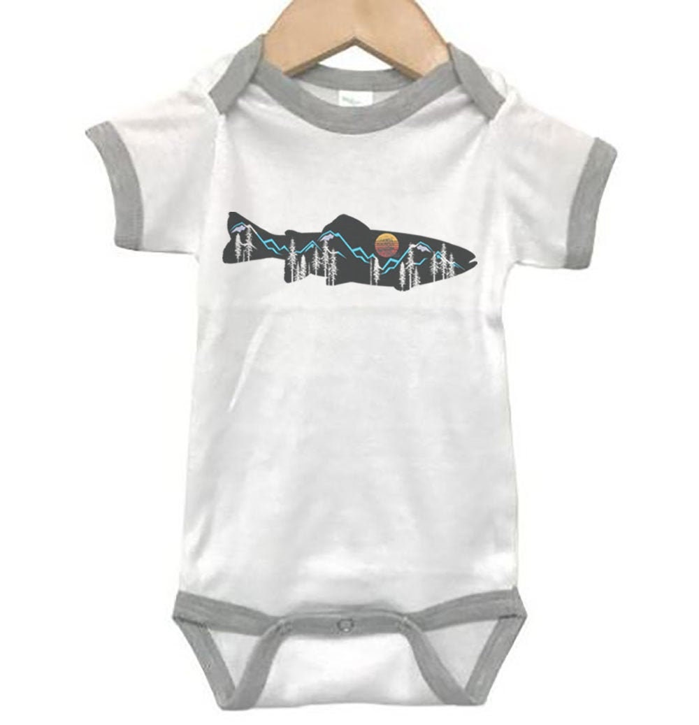 Trout Fishing Onesie Mountain Trout Fly Fishing Onesie Etsy