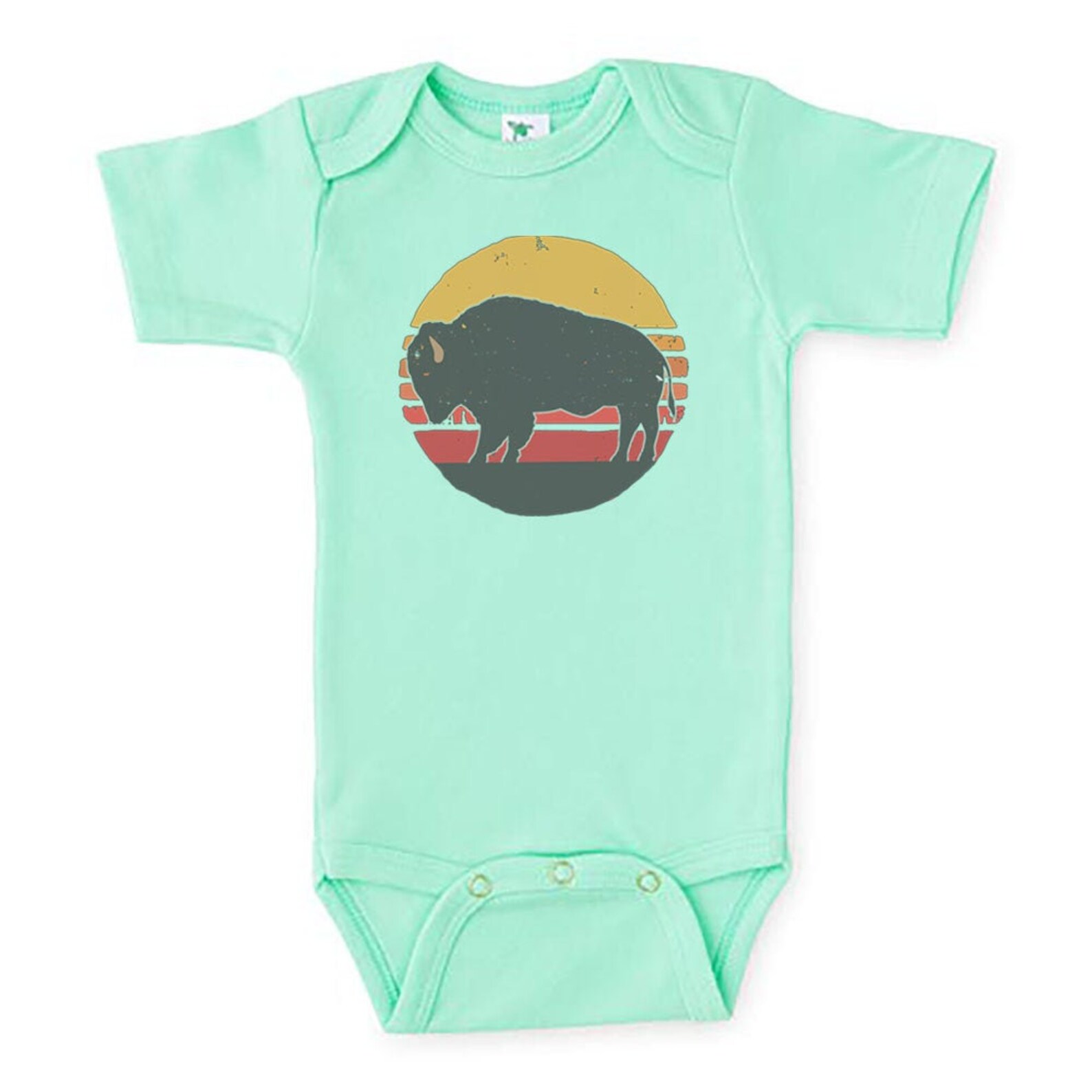 Buffalo Onesie Buffalo Sunset Native American Baby Baby Etsy