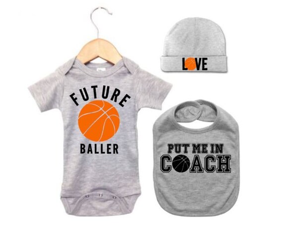 Tenue de basket ball pour bebe ensemble cadeau de basket ball baby shower cadeau pour bebe bebe de basket ball bebe B ball Onesie bavoir et chapeau cadeau pour nouveau ne Etsy France