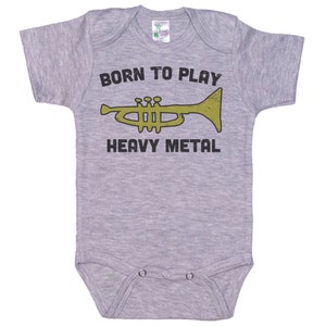Trumpet Onesie®, Born To Play Heavy Metal, Trumpet Bodysuit, Trumpet Romper, Music Onesie®, Trumpet Creeper, Baby Shower Gift, Baby Reveal