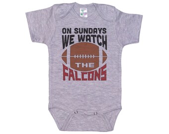 On Sunday's We Watch The Falcons, Falcons Onesie®, Football Onesie®, Football Bodysuit, Falcons Bodysuit, Atlanta Football, Falcons Football