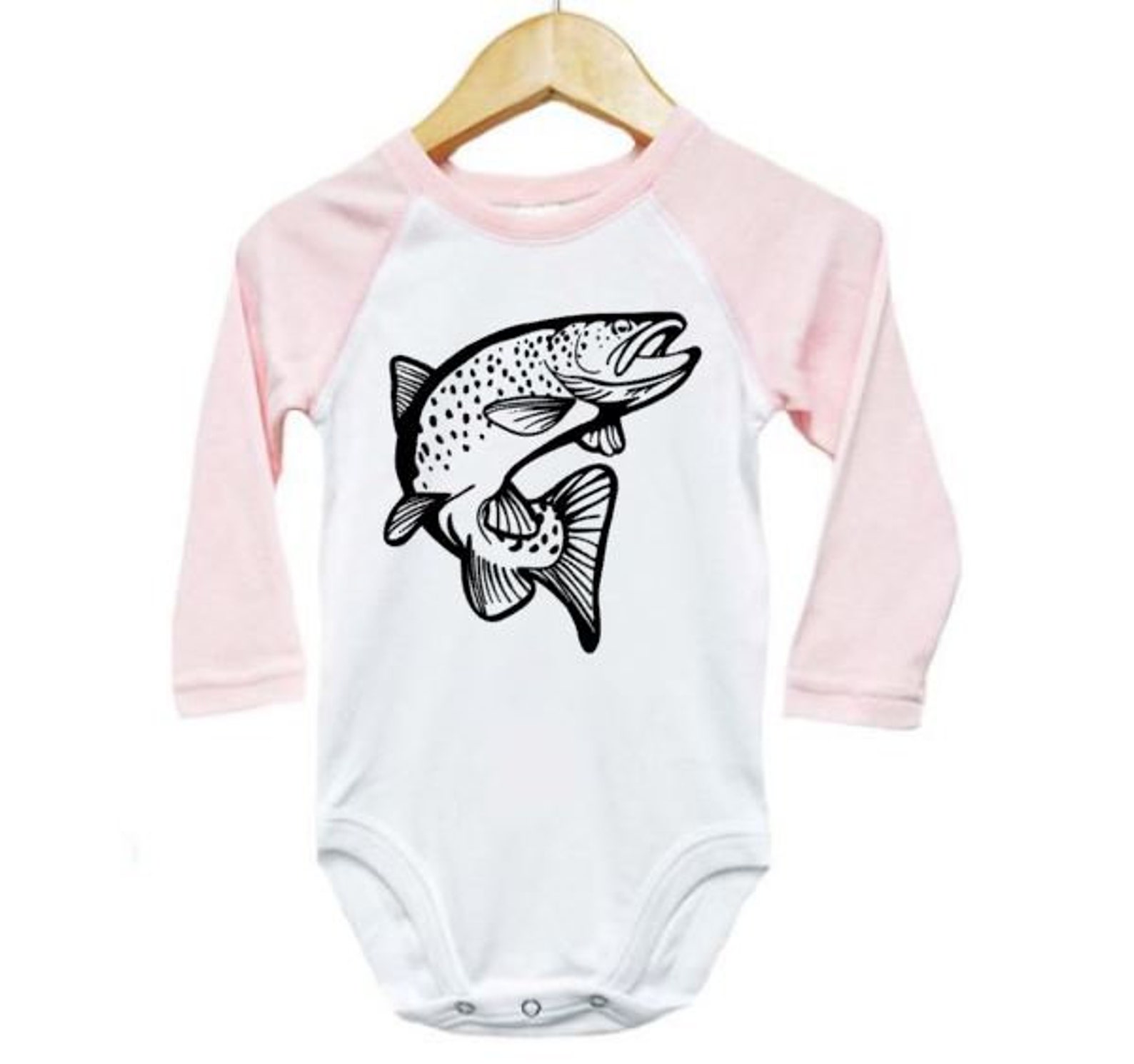 Fishing Onesie Brown Trout Fly Fishing Outdoors Baby Fly Etsy