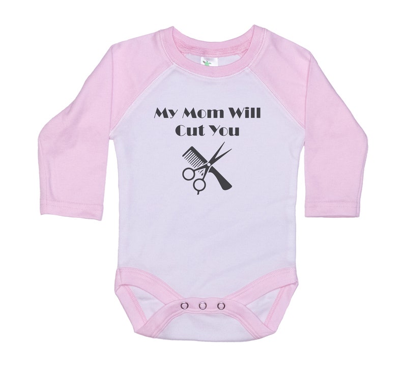 Hair Stylist Baby Onesie®, My Mom Will Cut You, Beauty Salon Baby Outfit, Hairdresser Onesie®, Hairstylist Baby Outfit, Newborn Beautician image 7