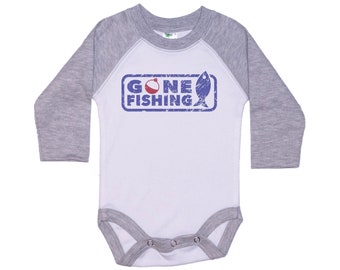 Baby Fishing Outfit, Gone Fishing, Fishing Onesie®, Fishing Raglan Onesie®, Fish Onesie, Fishing Romper, Fishing Bodysuit, Fishing Baby