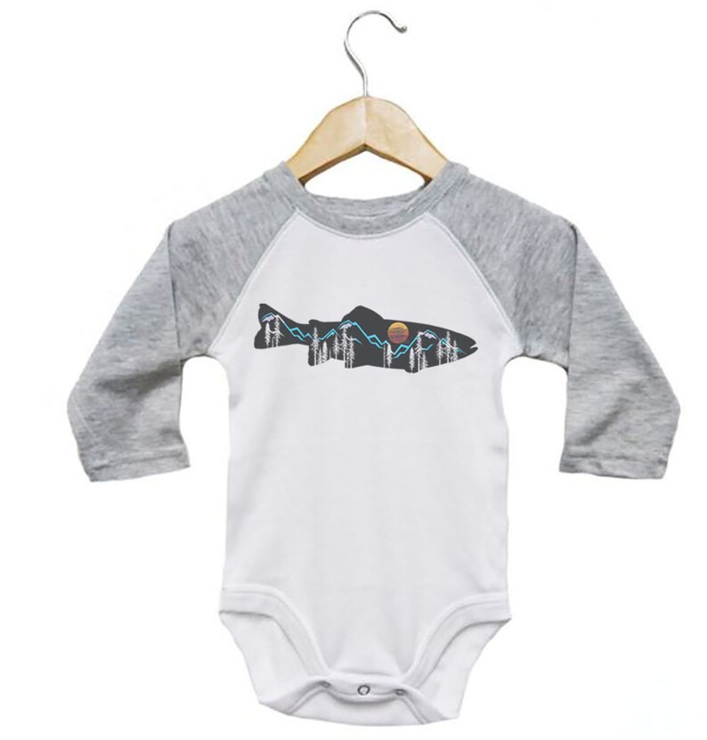 Trout Fishing Onesie Mountain Trout Fly Fishing Onesie Etsy