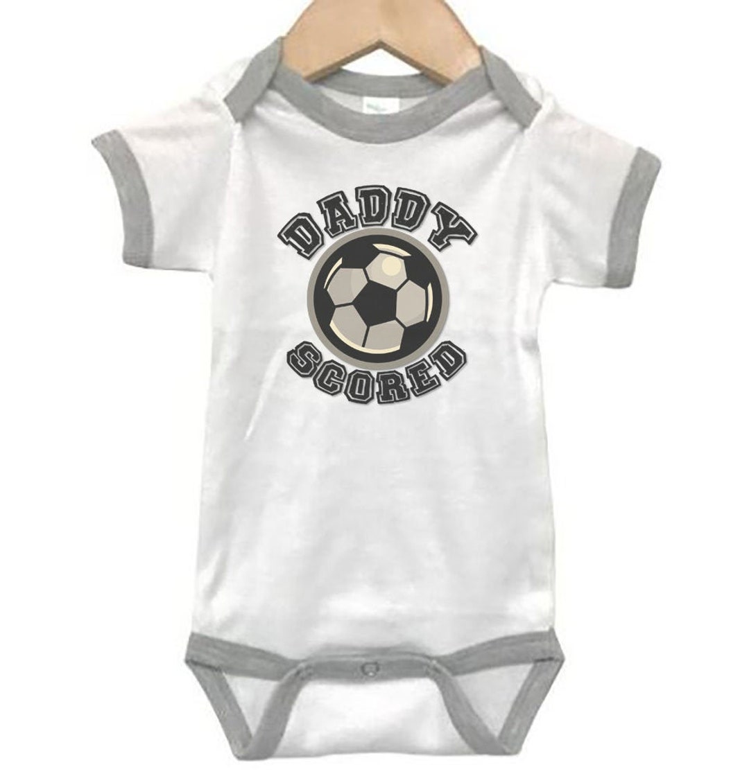 Soccer Onesie Daddy Scored Baby Soccer Outfit Soccer Baby Etsy