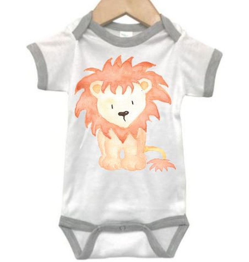 Baby Lion Outfit Water Color Lion Lion Onesie Ringer Etsy