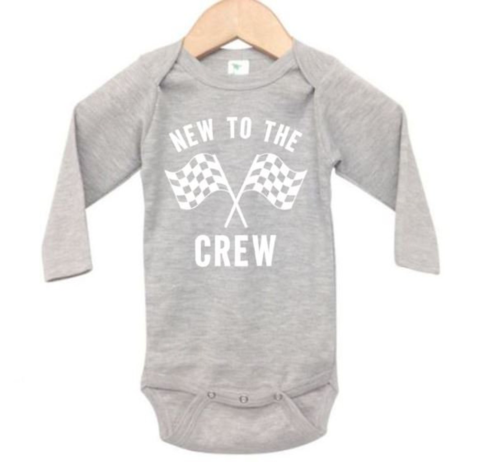 thumbnail image 2 of Baby Motocross Onesie - "New To The Crew" Racing Outfit With Raglan Sleeves, Gerber Bodysuit 2 of 14