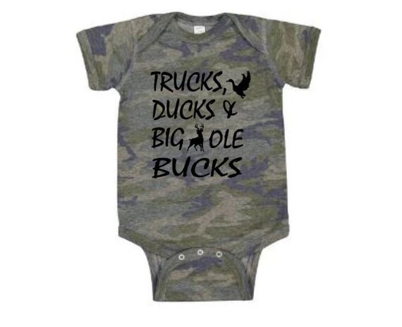 BODYSUIT TRUCKS DUCKS And Big Ole BUCKS BABY CAMO ROMPER,INFANT