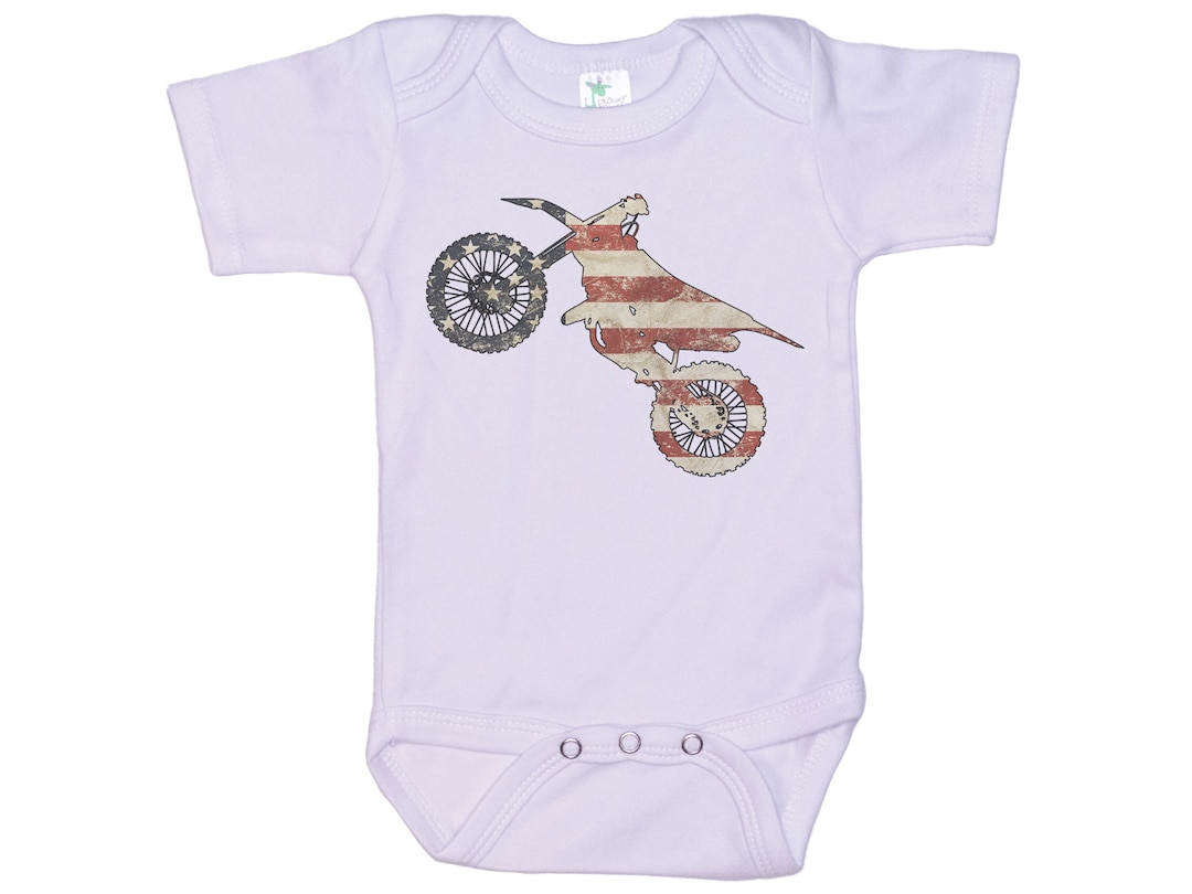 Motorcycle Onezy Motocross Onesie®, Dirt Bike Flag, Patriotic Baby Outfit, Motorcycle ...