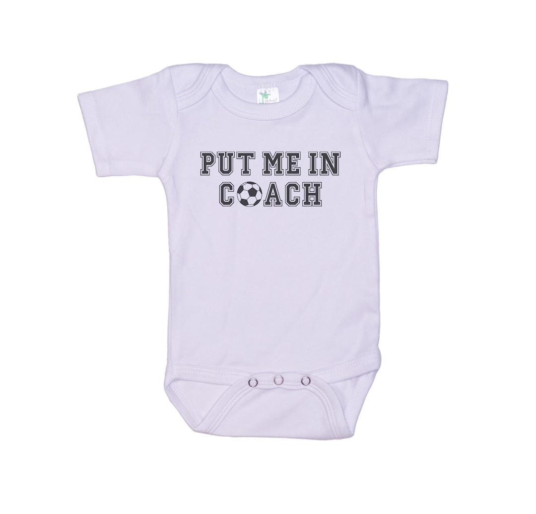 Baby Soccer Onesie®, Put Me in Coach, Soccer Bodysuit, Soccer Onesie®, Soccer Romper, Futbol