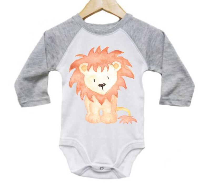 Lion Onesie Watercolor Lion Lion Bodysuit Lion Romper Baby Etsy