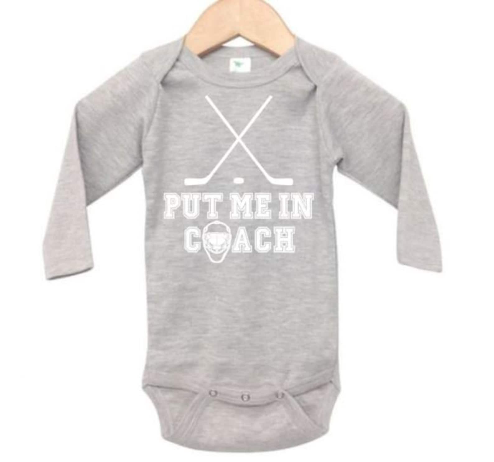 Baby Hockey Onesie Put Me in Coach Hockey Onesie Hockey Etsy
