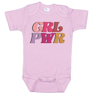 Girls Baby Onesie®, GRL PWR, Girl Power Bodysuit, Baby Girl Outfit, Baby Shower Gift, Baby Announcement, Trendy Girls Romper, Newborn Girl