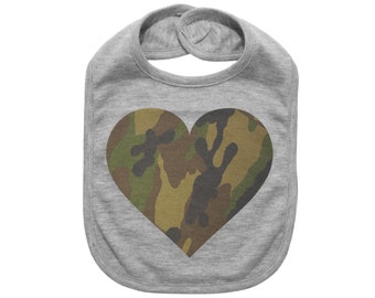 Hunting Baby Gift, Camo Heart, Camouflage Bib, Newborn Hunting Gift, Camo Baby Bib, Deer Hunting Baby Bib