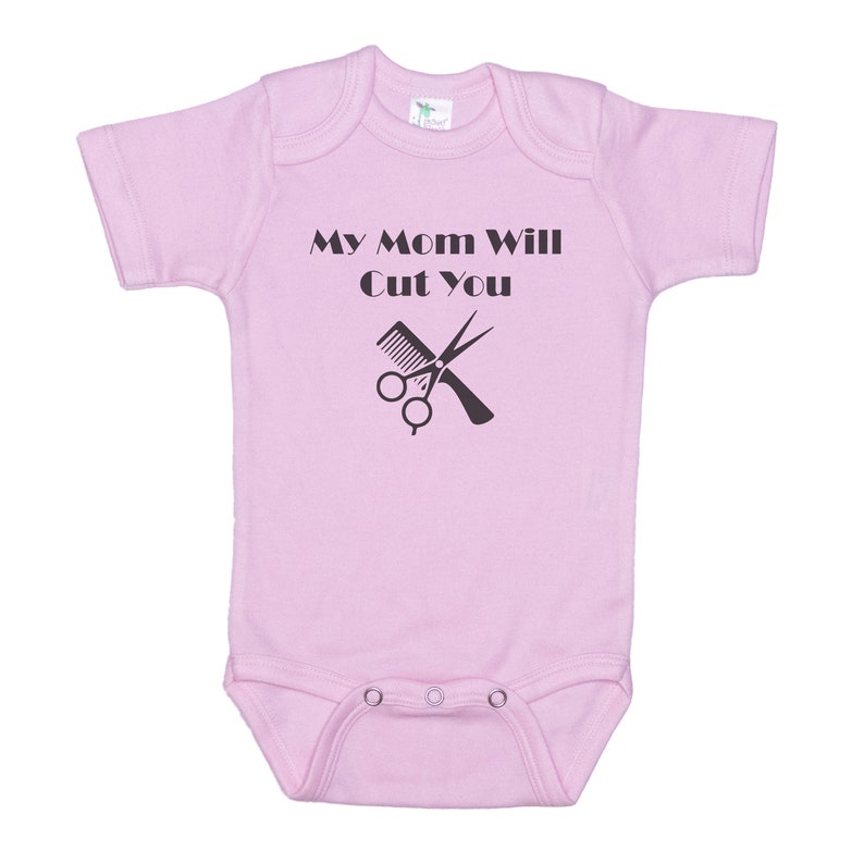 Hair Stylist Baby Onesie®, My Mom Will Cut You, Beauty Salon Baby Outfit, Hairdresser Onesie®, Hairstylist Baby Outfit, Newborn Beautician image 4