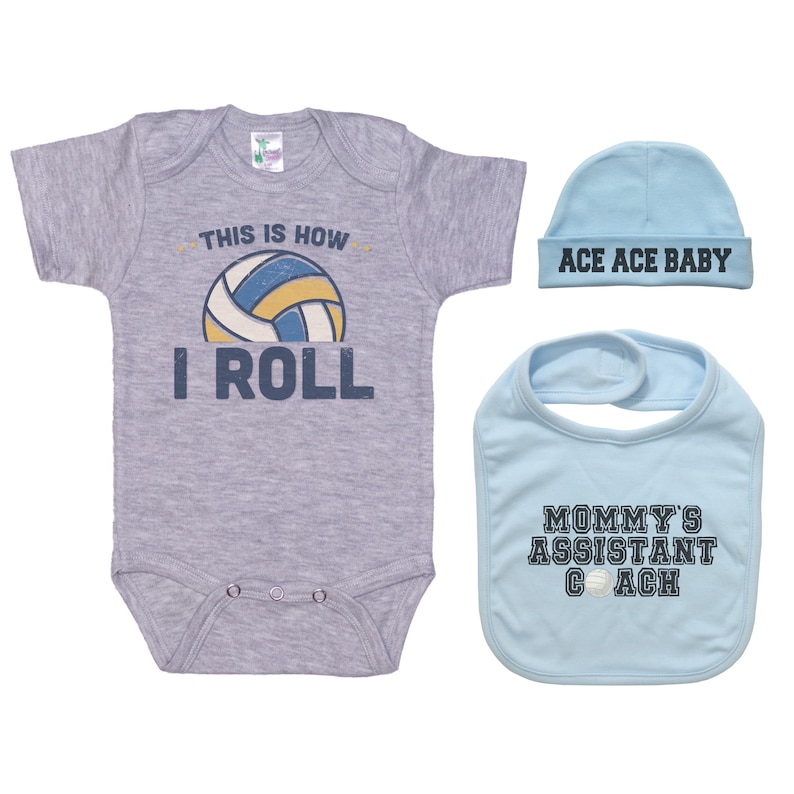 Baby Volleyball Outfit, Baby Shower, Gift Set For Baby, Newborn Volleyball Onesie®, Infant V-ball Bodysuit, Volleyball Baby, V-ball Baby Blue