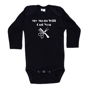 Hair Stylist Baby Onesie®, My Mom Will Cut You, Beauty Salon Baby Outfit, Hairdresser Onesie®, Hairstylist Baby Outfit, Newborn Beautician image 9