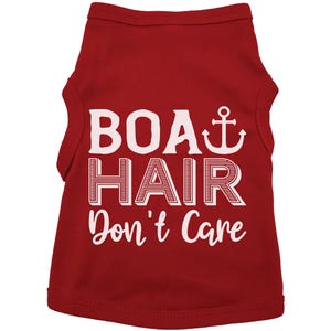 El pelo de barco no importa, camiseta divertida para perro, camiseta para perro del lago, camiseta para cachorro, lindo atuendo para perro, perro de barco, regalo para cachorro, ropa de moda para perro, pelo de barco RED (WHITE TEXT)