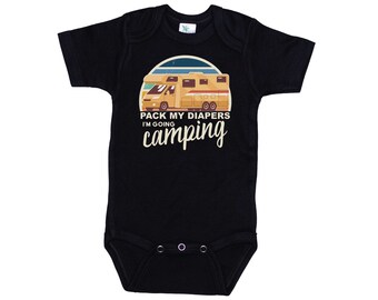 Camper Onesie®, Pack My Diapers I'm Going Camping, RV Onesie®, Baby Camping Outfit, Motor Home Onesie®, Camping Bodysuit, Sublimated Design