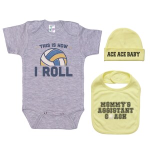 Baby Volleyball Outfit, Baby Shower, Gift Set For Baby, Newborn Volleyball Onesie®, Infant V-ball Bodysuit, Volleyball Baby, V-ball Baby Yellow