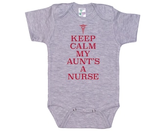 Baby Nurse Onesie®, Keep Calm My Aunt's A Nurse, Nurse Aunt, Nursing Bodysuit, Gift For Niece, Baby Nephew, Nursing Onesie®