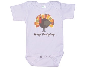 Thanksgiving Baby Outfit, Thanksgiving Turkey, Super Soft Bodysuit, Sublimated Design, Newborn Holiday Onesie®